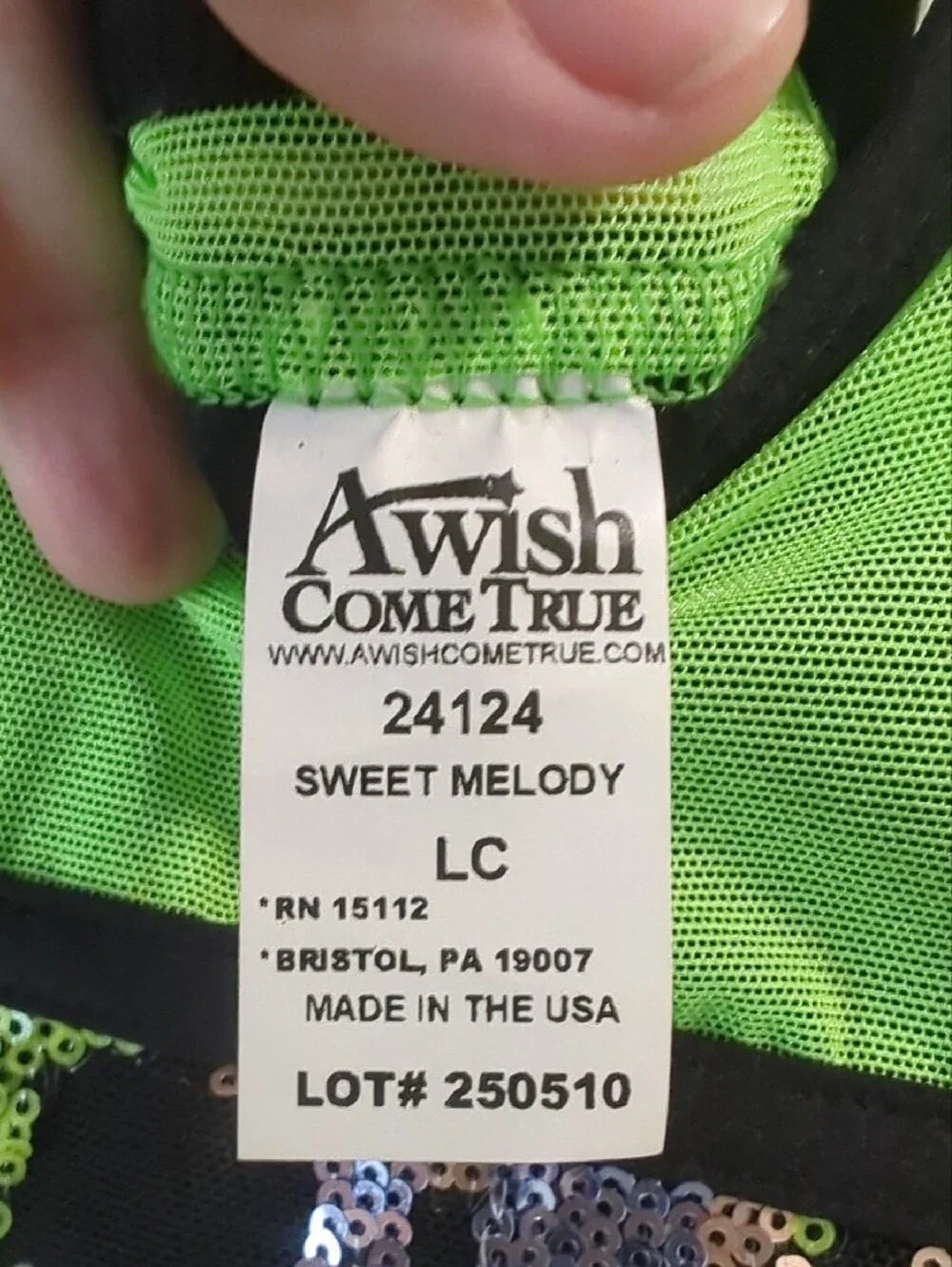 Wish Neon Green and Black Sequin Kids Dance Outfit